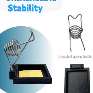 Heavy Duty Soldering Iron Stand with Cast Iron Base – Stable Square Design, Threaded Spring Holder with Cleaning Sponge – Soldering Tool for Crafts, Metalwork, Glass Art - Image 4