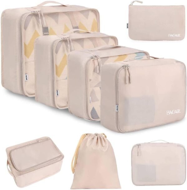 BAGAIL 8 Set Packing Cubes Luggage Packing Organizers for Travel Accessories-Cream 2 61aFuRVWe3L. AC SL1280