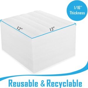 100 Pack Foam Sheets, DAT 12" x 12", 1/16" Thickness, Foam Wrap Cushioning Material, Moving Supplies for Packing Storage and Shipping 14 100 Pack Foam Sheets, DAT 12" x 12", 1/16" Thickness, Foam Wrap Cushioning Material, Moving Supplies for Packing Storage and Shipping - Image 6