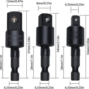 Right Angle Drill Adaptor,4-in-1 Impact Drill Bit Extension,360° Rotatable 1/4 3/8 1/2" Impact Grade Socket Adapter Set,105 Degree Angle Screwdriver Drill Bit for Household Workplace Industry 16 Right Angle Drill Adaptor,4-in-1 Impact Drill Bit Extension,360° Rotatable 1/4 3/8 1/2" Impact Grade Socket Adapter Set,105 Degree Angle Screwdriver Drill Bit for Household Workplace Industry - Image 6