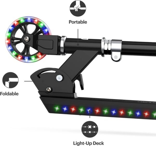 Jetson Jupiter Kids 2-Wheel Light-Up Kick Scooter, LED Lights on Handlebar, Stem, Wheels & Deck, Adjustable Handlebar, Rear Brake, Easy-Folding Mechanism, Ages 5+ 4 61eWmcHKgkL. AC SL1500