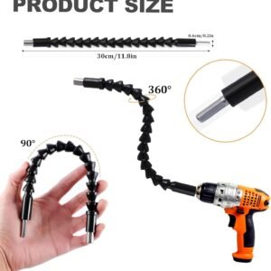 17Pcs Flexible Drill Bit Extension, Include 3Pcs Rotatable Socket Adapter 2Pcs Hex Shank 105° Right Angle Drill Attachment 10 Short Screwdriver Bits 90° Angled Bits and Bendable Extension 14 17Pcs Flexible Drill Bit Extension, Include 3Pcs Rotatable Socket Adapter 2Pcs Hex Shank 105° Right Angle Drill Attachment 10 Short Screwdriver Bits 90° Angled Bits and Bendable Extension - Image 4