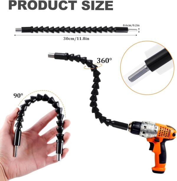 17Pcs Flexible Drill Bit Extension, Include 3Pcs Rotatable Socket Adapter 2Pcs Hex Shank 105° Right Angle Drill Attachment 10 Short Screwdriver Bits 90° Angled Bits and Bendable Extension 4 61ebqoPjuiL. AC SL1500