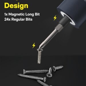 HOTO Electric Screwdriver Kit, 25-Piece Upgraded Bit Set, 3.6V Cordless Screwdriver Rechargeable, Magnetic Case Lid, 3 Torque Settings, 1500mAh Battery, LED Light for Furniture/Electrical Repairs 17 HOTO Electric Screwdriver Kit, 25-Piece Upgraded Bit Set, 3.6V Cordless Screwdriver Rechargeable, Magnetic Case Lid, 3 Torque Settings, 1500mAh Battery, LED Light for Furniture/Electrical Repairs - Image 7