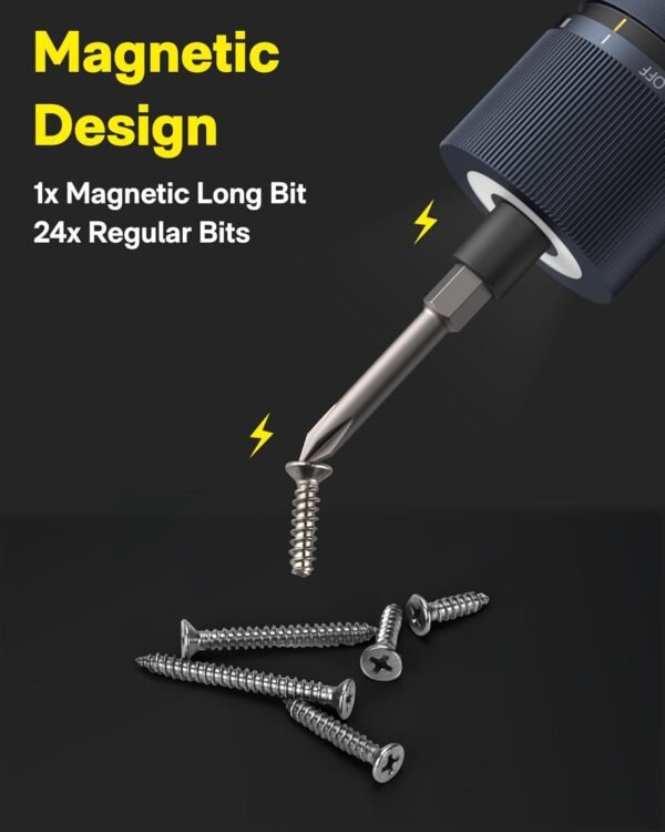 HOTO Electric Screwdriver Kit, 25-Piece Upgraded Bit Set, 3.6V Cordless Screwdriver Rechargeable, Magnetic Case Lid, 3 Torque Settings, 1500mAh Battery, LED Light for Furniture/Electrical Repairs 7 61hESigCxyL. AC SL1500