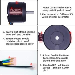 Flipsky Brushless Sensored Motor with Pulley for Electric Bike/Skateboard BLDC Belt Motor 6354 190KV 2450W Shaft 8mm High Efficiency Esk8 Motors with High Torque 7Nm Dustproof Motor e-Bike Motor 12 Flipsky Brushless Sensored Motor with Pulley for Electric Bike/Skateboard BLDC Belt Motor 6354 190KV 2450W Shaft 8mm High Efficiency Esk8 Motors with High Torque 7Nm Dustproof Motor e-Bike Motor - Image 3