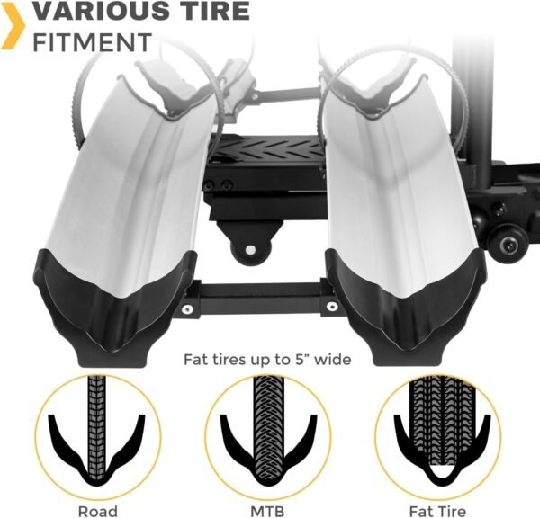 2 Bike Rack Hitch Mount, 200 lbs Electric Bicycle Carrier Rack Platform Style for Cars Trucks SUVs Minivans, fits MTB Gravel Road Bike with Up to 5-inch Fat Tire Carrier Rack - 2" Hitch Receiver 5 61hbCQB4xcL. AC SL1500