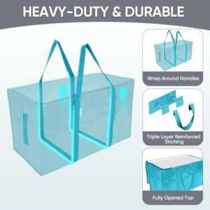 TICONN 6 Pack Extra Large Moving Bags with Zippers & Carrying Handles, Heavy-Duty Storage Tote Moving Boxes for Space Saving (6 Pack, Aqua) 15 TICONN 6 Pack Extra Large Moving Bags with Zippers & Carrying Handles, Heavy-Duty Storage Tote Moving Boxes for Space Saving (6 Pack, Aqua) - Image 4