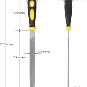 8in Flat Metal File, Total 12in, File Blade 8in, Anti-Slip Ergonomic Handle, Harden High Carbon Steel, Uniform Teeth, Ideal Hand Files to Sharpen and Deburr Metal, Stone, Wood, Plastic - Image 3