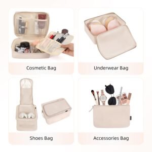 BAGAIL 8 Set Packing Cubes Luggage Packing Organizers for Travel Accessories-Cream 13 BAGAIL 8 Set Packing Cubes Luggage Packing Organizers for Travel Accessories-Cream - Image 4