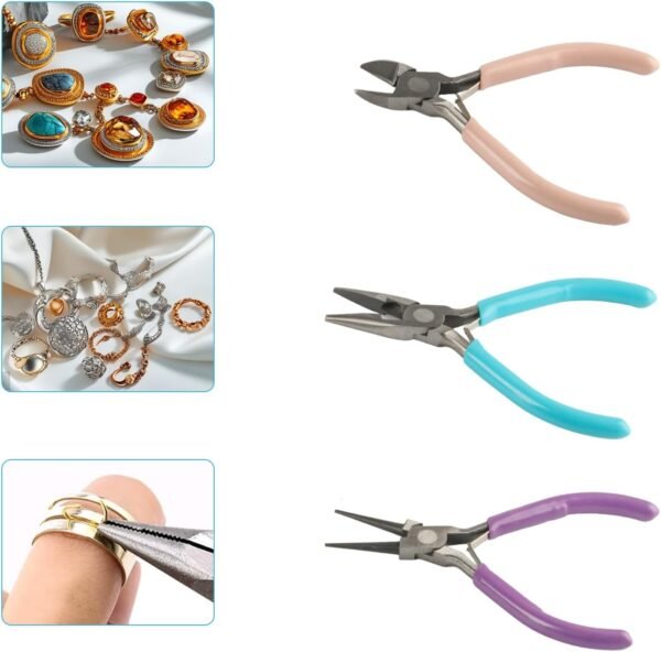 3-Piece Jewelry Pliers Set - Needle Nose, Round Nose & Wire Cutters for Jewelry Making, Wire Crafting & Repair | Professional DIY Tools for Metalwork, Earrings & Bracelets 5 61qP7PqjrAL. AC SL1500