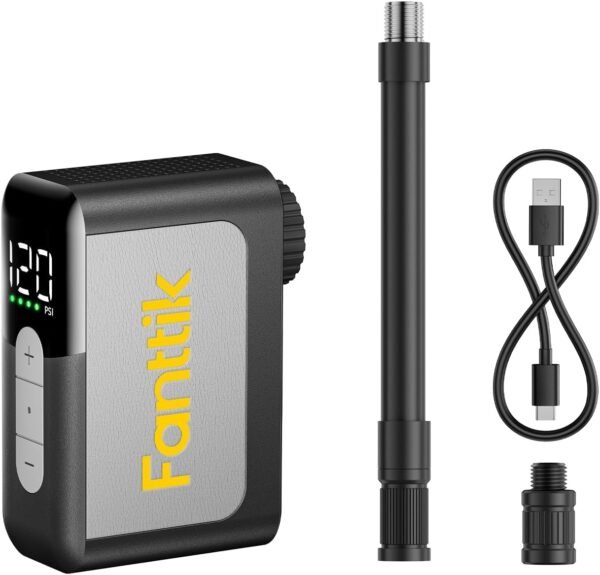 Fanttik X10 Ace Mini Bike Pump with Gauge, 120PSI Electric Tiny Bike Pump with Presta and Schrader Valve, Auto Stop, Fast Inflation for Road Bike 2 61r5IqMDF7L. AC SL1500