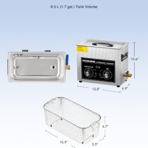 CREWORKS 6.5L Ultrasonic Cleaner with Knob, 1.7 gal 120W Professional Industrial Auto Cleaning Machine for Tools Watch Glasses Retainer Denture Parts, 40kHz Digital Heated Sonic Cavitation Cleaner 17 CREWORKS 6.5L Ultrasonic Cleaner with Knob, 1.7 gal 120W Professional Industrial Auto Cleaning Machine for Tools Watch Glasses Retainer Denture Parts, 40kHz Digital Heated Sonic Cavitation Cleaner - Image 7