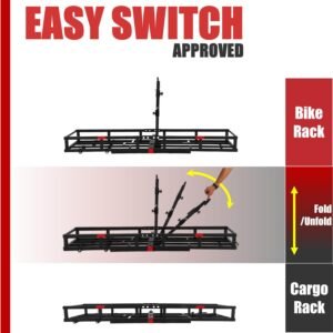 Hitch-Mount Bike Rack for Ebike Heavy-Duty - Comes with Cargo Carrier Fits 2 Electric Fat-Tire Mountain Bicycles Fits 2" Receiver for Car Trailer SUV Truck RV Minivan - Image 6