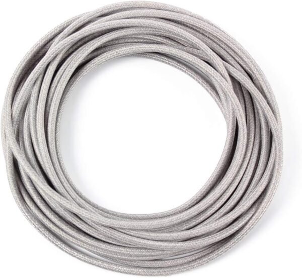 32.8ft Fabric Cloth Covered Round Wire,PRUNLLA Vintage 18/2 Industrial Electrical Lamp Cord, 18-Gauge Antique Style for Retro Lamp, DIY Projects (Grey and White) 3 61wM6tXWDLL. AC SL1001