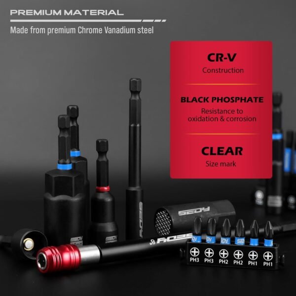 80-Piece Premium Magnetic Impact Nut Driver Set Metric & SAE with Socket Adapters, Bit Holder, Wing Nut Driver, Universal Sockets, Quick Release Extension, Power Bits 6 61wr6 ozRSL. AC SL1500