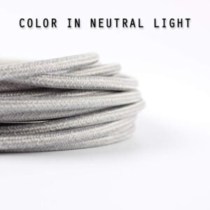 32.8ft Fabric Cloth Covered Round Wire,PRUNLLA Vintage 18/2 Industrial Electrical Lamp Cord, 18-Gauge Antique Style for Retro Lamp, DIY Projects (Grey and White) 12 32.8ft Fabric Cloth Covered Round Wire,PRUNLLA Vintage 18/2 Industrial Electrical Lamp Cord, 18-Gauge Antique Style for Retro Lamp, DIY Projects (Grey and White) - Image 5