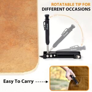 Saker Multi-function Scribing Tool- Construction Pencil- Aluminum Alloy Scribe Tool with Deep Hole Pencil,DIY Woodworking Scribe Gauge Scriber Line Maker Measuring Tool,Multifunctional Tools - Image 4