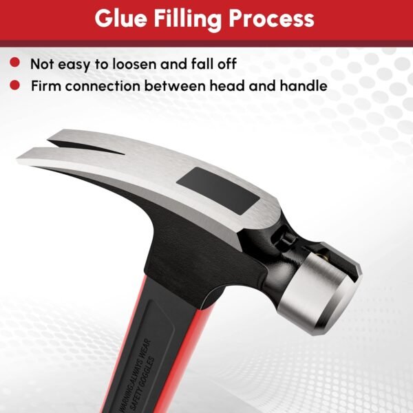 ARROW 20oz Straight Claw Hammer with Magnetic Nail Holder, Smooth Face and Forged Steel Head, Shock-Absorbing Fiberglass Handle, for Carpentry and General Purpose 7 71+uEW1pONL. AC SL1500