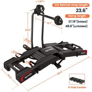 Ebike Rack with Ramp, Hitch Bike Rack for 2 Heavy Ebike, Foldable Tilting Ebike Rack Platform for Cars, SUVs, Trucks, Trailers with 2" Receivers, Max 5" Fat Tire - No Installation Needed 17 Ebike Rack with Ramp, Hitch Bike Rack for 2 Heavy Ebike, Foldable Tilting Ebike Rack Platform for Cars, SUVs, Trucks, Trailers with 2" Receivers, Max 5" Fat Tire - No Installation Needed - Image 8