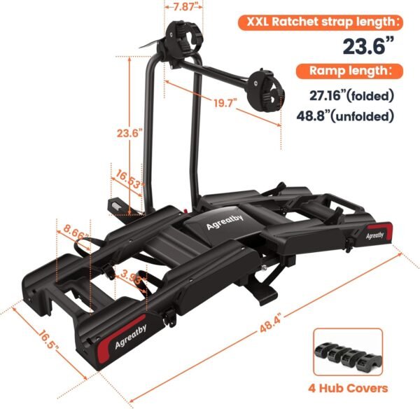 Ebike Rack with Ramp, Hitch Bike Rack for 2 Heavy Ebike, Foldable Tilting Ebike Rack Platform for Cars, SUVs, Trucks, Trailers with 2" Receivers, Max 5" Fat Tire - No Installation Needed 8 71 KKXMG0XL. AC SL1500