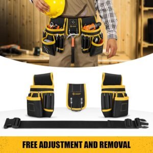 Magnetic Tool Belt for Men, 26 Pockets Heavy Duty Tool Pouch, Magnet Holster Nail Utility Toolbelt Detachable Adjustable Waist Holder for Handyman Contractor Mechanic Plumber Roofer Carpentry Dad Gift - Image 6