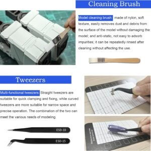 Model Kit with Scribing Tools, Pin Vise Hand Drill Set, Tweezers, Brushes for Modelling Gundam Models, Metal Kits, Car and Aircraft Kits for Sscribing, Engraving, Panel lines, Resin,Detailing - Image 6