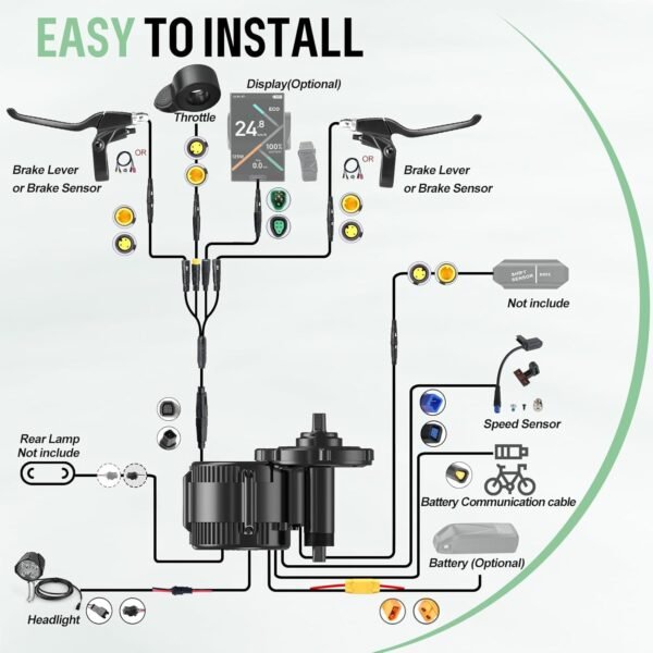 BAFANG Mid Drive Kit 750W 1000W 500W BBS02B BBS-HD Electric Bike Conversion Kit 48V 52V Ebike Conversion Kit for 68-73MM Mountain Bike Road Bike with Battery and Display(Optional) 9 7110oC r0aL. AC SL1500
