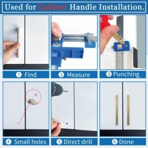 Cabinet Hardware Jig, King&Charles Cabinet Handle Jig + Automatic Hole Punch + Point Drill Bits, Use for Handles Knobs Pulls on Drawers/Doors, Wood Drilling Dowelling Guide Set. - Image 6