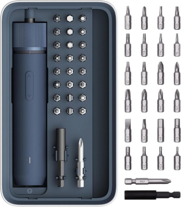 HOTO Electric Screwdriver Kit, 25-Piece Upgraded Bit Set, 3.6V Cordless Screwdriver Rechargeable, Magnetic Case Lid, 3 Torque Settings, 1500mAh Battery, LED Light for Furniture/Electrical Repairs 2 711E 1W75iL. AC SL1500