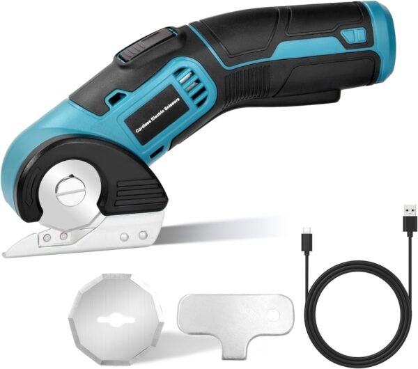 4V Cordless Electric Scissors Heavy Duty Cardboard, Fabric, Leather & Carpet Cutter with Brushless Motor & USB-C Charging, Includes 2 Tungsten Blades Tool Kit for DIY, Crafting, Industrial Use 2 712PwmSdnnL. AC SL1500