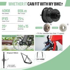 BAFANG 48V 500W/750W Rear Hub Motor Kit 20"/26"/27.5"/700C Rear Wheel Electric Bike Conversion kit Ebike Conversion Kit with Optional Battery&Display 13 BAFANG 48V 500W/750W Rear Hub Motor Kit 20"/26"/27.5"/700C Rear Wheel Electric Bike Conversion kit Ebike Conversion Kit with Optional Battery&Display - Image 3