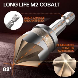 Countersink Drill Bit Set, M2 Cobalt HSS Countersink Drill Bits 6 Pieces 1/4 Inch Quick Change Hex Shank for Metal, Wood, Stainless Steel, Carbon Steel 13 Countersink Drill Bit Set, M2 Cobalt HSS Countersink Drill Bits 6 Pieces 1/4 Inch Quick Change Hex Shank for Metal, Wood, Stainless Steel, Carbon Steel - Image 4