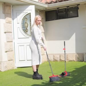 Broom and Dustpan Set,Broom with Dustpan Combo Set Dust pan with Long Handle, for Home Kitchen Room Office Lobby Floor Use Upright Stand Up(Gray&Red) 14 Broom and Dustpan Set,Broom with Dustpan Combo Set Dust pan with Long Handle, for Home Kitchen Room Office Lobby Floor Use Upright Stand Up(Gray&Red) - Image 6