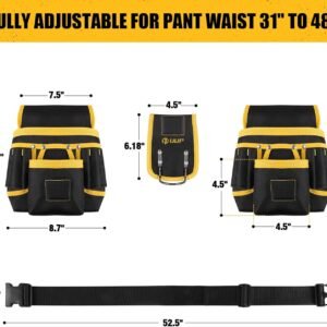 Magnetic Tool Belt for Men, 26 Pockets Heavy Duty Tool Pouch, Magnet Holster Nail Utility Toolbelt Detachable Adjustable Waist Holder for Handyman Contractor Mechanic Plumber Roofer Carpentry Dad Gift - Image 3