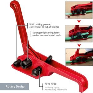Packaging Strapping Kit - Pallet Poly Tensioner Tool Sealer, Banding Tool, 4000" Length x 1/2" Wide PP Belt, 100 Metal Seals for Packing and Shipping - Image 6