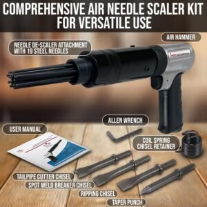 LE LEMATEC Air Needle Scaler with Air Chisel Kit, 4800 BPM Pneumatic Air Hammer Needle Gun for Metalworks, Rust, Weld & Paint Remover, Pistol Grip Metal Scraper Air Compressor Accessories (LE-AN324K) 13 LE LEMATEC Air Needle Scaler with Air Chisel Kit, 4800 BPM Pneumatic Air Hammer Needle Gun for Metalworks, Rust, Weld & Paint Remover, Pistol Grip Metal Scraper Air Compressor Accessories (LE-AN324K) - Image 4