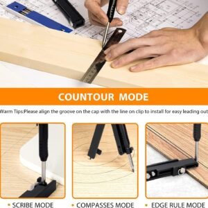 Saker Multi-function Scribing Tool- Construction Pencil- Aluminum Alloy Scribe Tool with Deep Hole Pencil,DIY Woodworking Scribe Gauge Scriber Line Maker Measuring Tool,Multifunctional Tools - Image 6