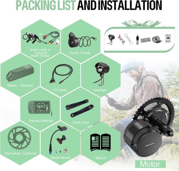 BAFANG Mid Drive Kit 750W 1000W 500W BBS02B BBS-HD Electric Bike Conversion Kit 48V 52V Ebike Conversion Kit for 68-73MM Mountain Bike Road Bike with Battery and Display(Optional) 10 7176t2yQ3VL. AC SL1500