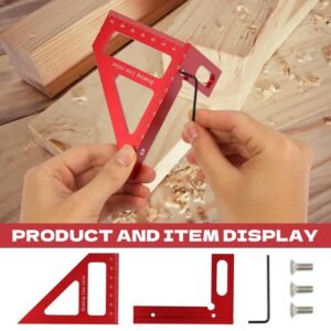 3D Multi-Angle Measuring Ruler, 45/90 Degree Aluminum Alloy Carpenter Square & Miter Triangle Ruler, High Precision Woodworking Protractor Tools for Engineers, Carpenters & Construction Professionals - Image 8