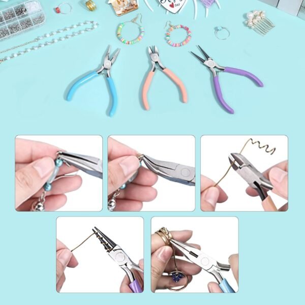 3-Piece Jewelry Pliers Set - Needle Nose, Round Nose & Wire Cutters for Jewelry Making, Wire Crafting & Repair | Professional DIY Tools for Metalwork, Earrings & Bracelets 6 717qc OITvL. AC SL1500
