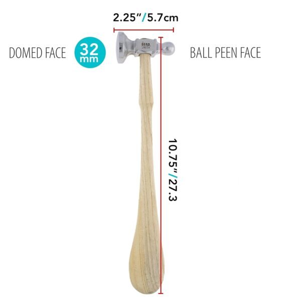 The Beadsmith Two-Sided Chasing Hammer - 10.75 Inches Wooden Handle, 2.25” Steel Head with a 14mm Ball Pein & 32mm Domed Face - Tool Used to Add Texture and Dimension to Metalwork 5 718QkU+BLkL. SL1500
