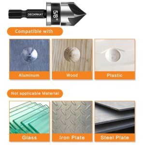 5 Pcs Countersink Drill Bit Set, 82 Degree, 5Flute with 1/4” Quick Change Hex Shank, Sizes 1/4” to 3/4” for Metal, Wood & Plastic, Ideal for Carpentry, Metalwork, Plastic Fabrication 11 5 Pcs Countersink Drill Bit Set, 82 Degree, 5Flute with 1/4” Quick Change Hex Shank, Sizes 1/4” to 3/4” for Metal, Wood & Plastic, Ideal for Carpentry, Metalwork, Plastic Fabrication - Image 4