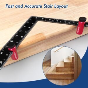 Red Extra Tall Stair Gauges Set with Holder: A Non-Slip Guide for Circular Saw & Carpentry Squares, Perfect for Framing & Rafter Layout 13 Red Extra Tall Stair Gauges Set with Holder: A Non-Slip Guide for Circular Saw & Carpentry Squares, Perfect for Framing & Rafter Layout - Image 5