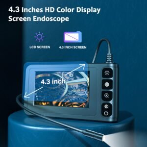 Industrial Endoscope Borescope Camera with Light, 4.3'' LCD Screen HD Digital Snake Handheld Waterproof Sewer Inspection Camera with 8 LED Lights, 16.5FT Semi-Rigid Cable - Image 3