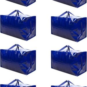 VENO 8 Pack Moving and Storage Bags, Heavy Duty, Alternative to Moving Boxes, Large Packing Totes Supplies for College Dorm Room with Zipper for Clothes, Wide Open Design (Blue, 8 Pack) - Image 2