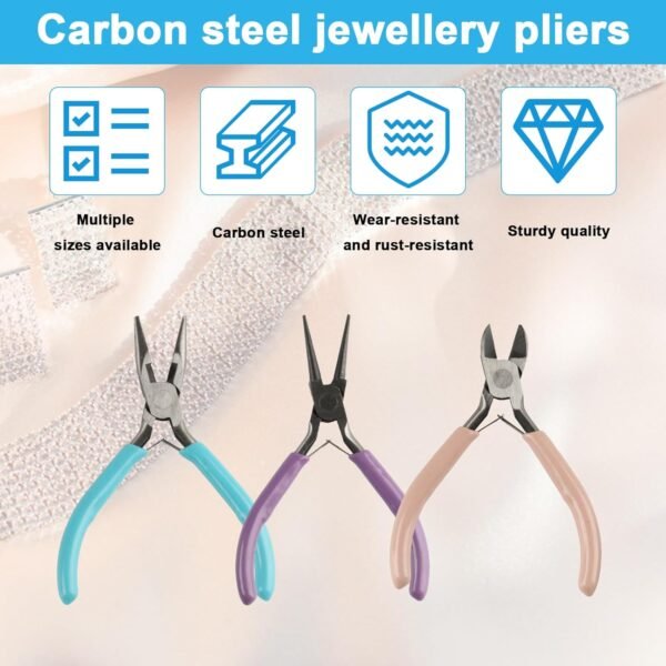 3-Piece Jewelry Pliers Set - Needle Nose, Round Nose & Wire Cutters for Jewelry Making, Wire Crafting & Repair | Professional DIY Tools for Metalwork, Earrings & Bracelets 7 71AfcS+FsgL. AC SL1500