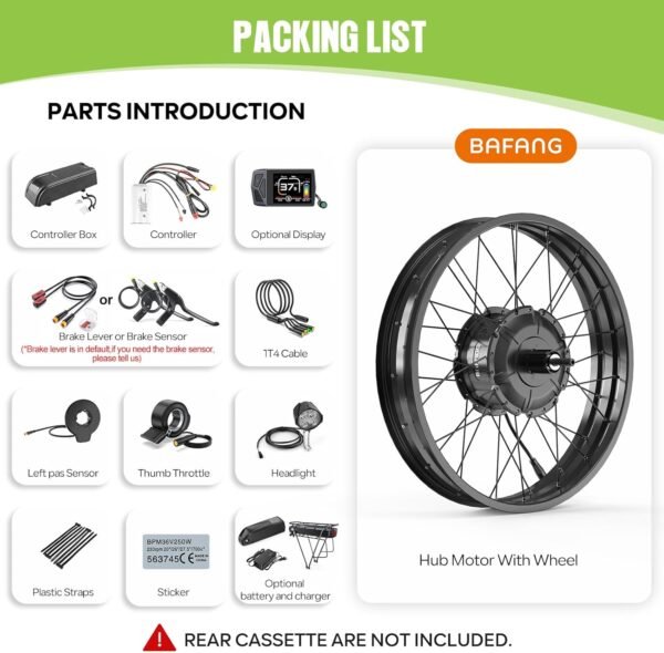 BAFANG 48V1000W Rear Hub Motor:Electric Bike Conversion Kit for 20"/26" Fat Tire Bikes, Ebike Kit with PAS Sensor, Optional Digital Display & Battery - Suit for for 175mm Dropout Size Snow/Beach Bike 9 71AsHx Gi6L. AC SL1500