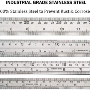 ZZTX Ruler Metal Straight Edge Stainless Steel Ruler 6 Inch 8 Inch 12 Inch 16 Inch Ruler Set Rulers Bulk Set of 4 10 ZZTX Ruler Metal Straight Edge Stainless Steel Ruler 6 Inch 8 Inch 12 Inch 16 Inch Ruler Set Rulers Bulk Set of 4 - Image 3