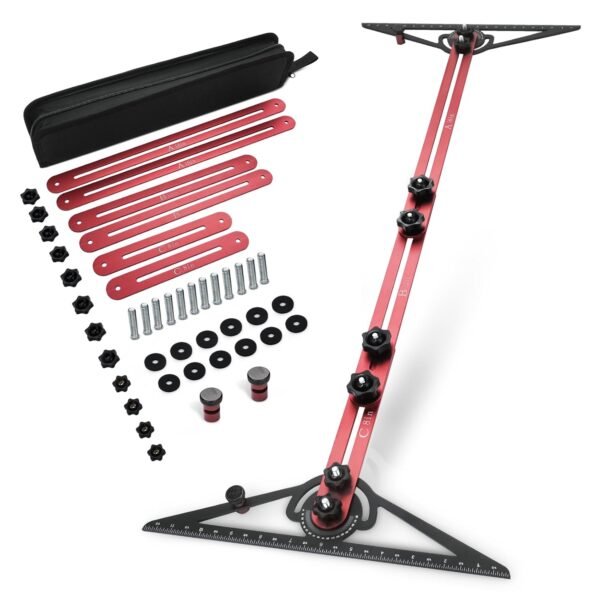 Stair Gauge & Layout Tool - Precision Stair Tread Jig for Measuring and Scribing | Multi-Purpose Carpentry Jig for Stairs, Bookshelves, Floating Shelves and Various DIY Projects (Red-Gray) 2 71BU0bHBaUL. SL1500